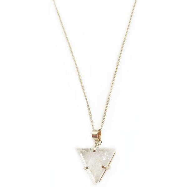 Crystal and Sage Bergkristall Dreieck Halskette gold filled