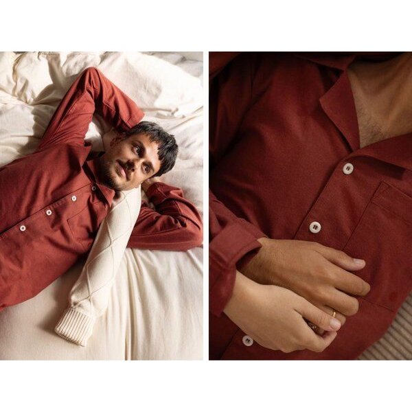 Pyjamaoberteil Herren "Yumeko" aus Velvet Flanell