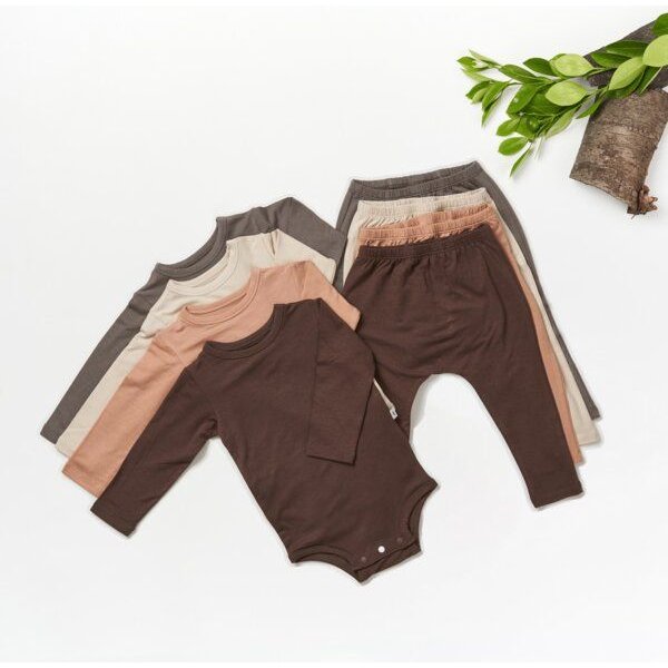 tetoi-vienna TENCEL langarm Body und lange Hose Baby Set "Waldbad"