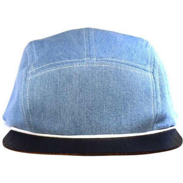 Lou-i Jeans-Cap mit edlem Holzschild - Made in Germany - Denim Snapback