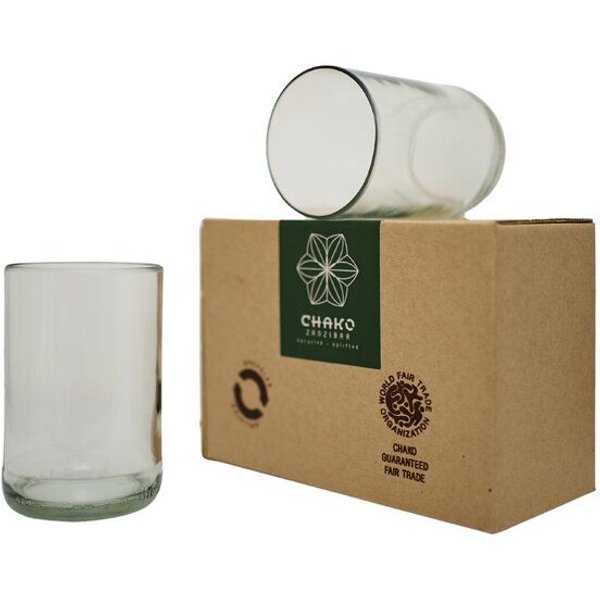 Upcycling Trinkgläser - 2er Set Grün & Klar - Weinflasche - Chako Zanzibar