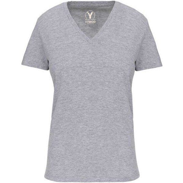YTWOO Basic Damen T-Shirt mit V-Ausschnitt aus Bio-Baumwolle in Conversion