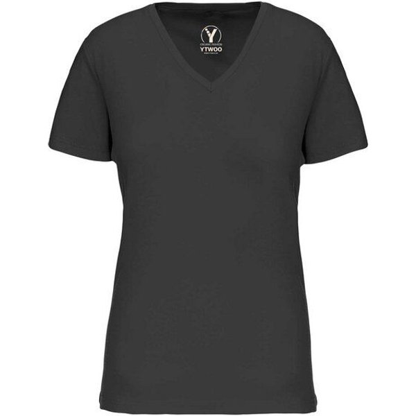 YTWOO Basic Damen T-Shirt mit V-Ausschnitt aus Bio-Baumwolle in Conversion