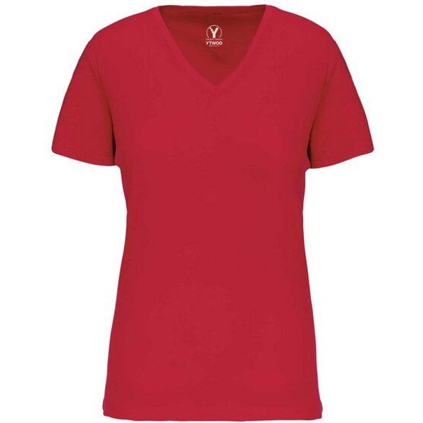 YTWOO Basic Damen T-Shirt mit V-Ausschnitt aus Bio-Baumwolle in Conversion