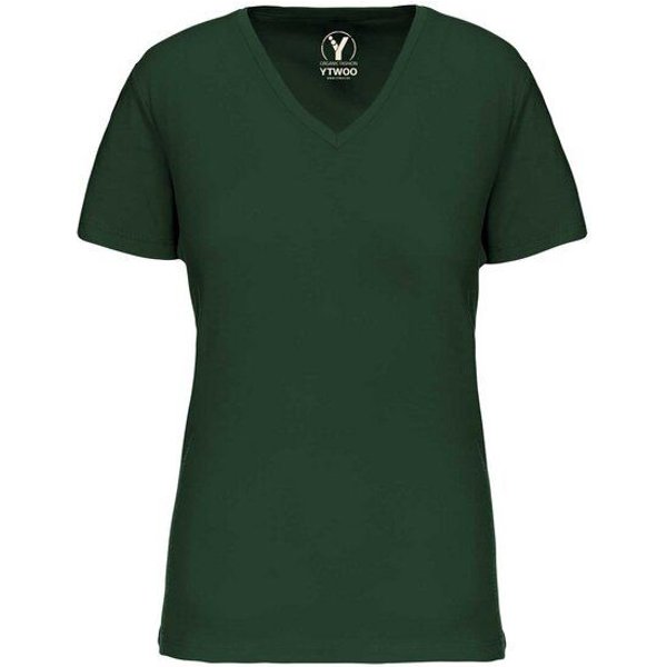 YTWOO Basic Damen T-Shirt mit V-Ausschnitt aus Bio-Baumwolle in Conversion