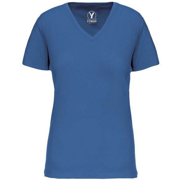 YTWOO Basic Damen T-Shirt mit V-Ausschnitt aus Bio-Baumwolle in Conversion