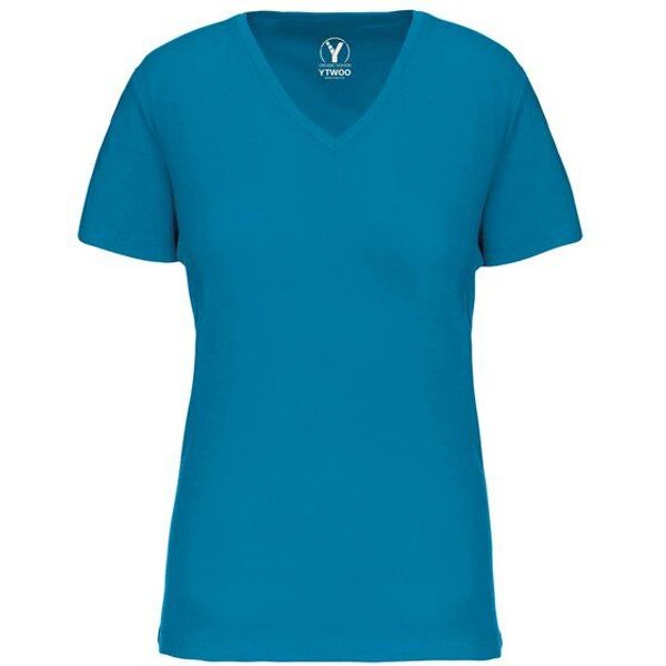 YTWOO Basic Damen T-Shirt mit V-Ausschnitt aus Bio-Baumwolle in Conversion