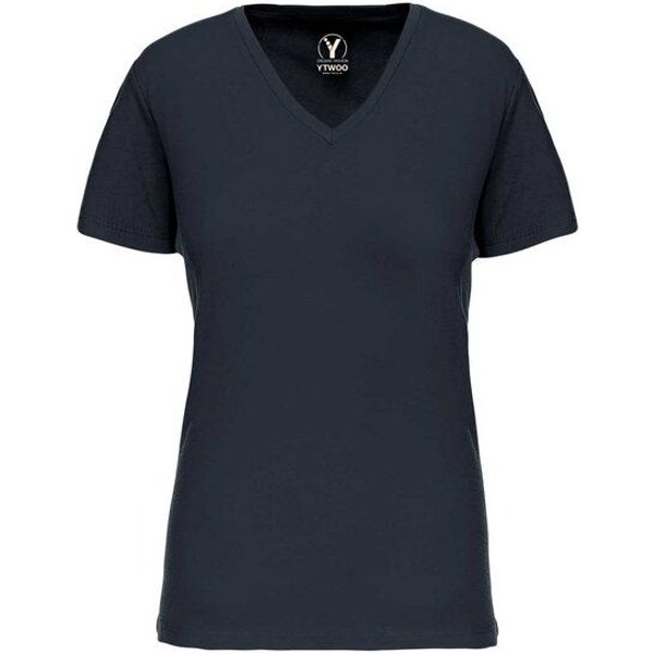YTWOO Basic Damen T-Shirt mit V-Ausschnitt aus Bio-Baumwolle in Conversion