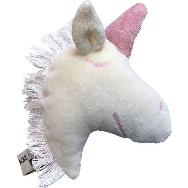 Pat und Patty Kuscheltier Greifling mit Rassel "Einhorn" Kopf , 100 % Baumwolle-kbA