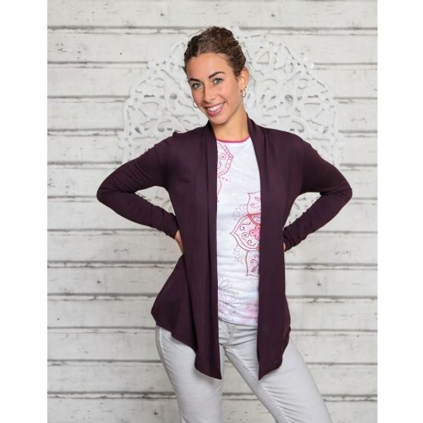 The Spirit of OM Jersey Cardigan Chakra Aubergine