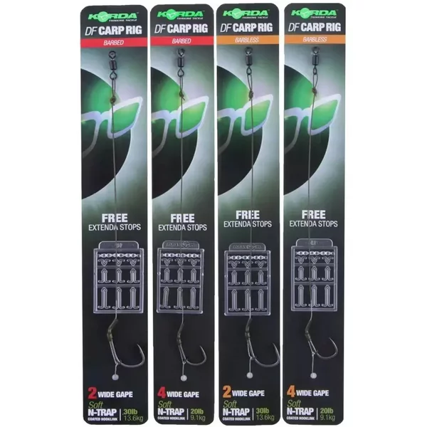 Bottom of the line Korda N-Trap DF Rig T2 Wide Gape 30 lbs