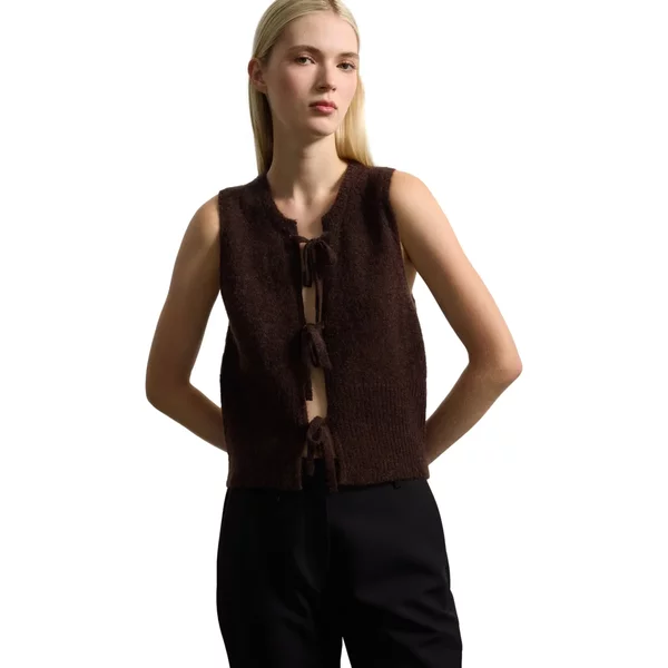 Gilet Sans Manches En MéLange De Mohair Avec NœUd Femme Stefanel-image