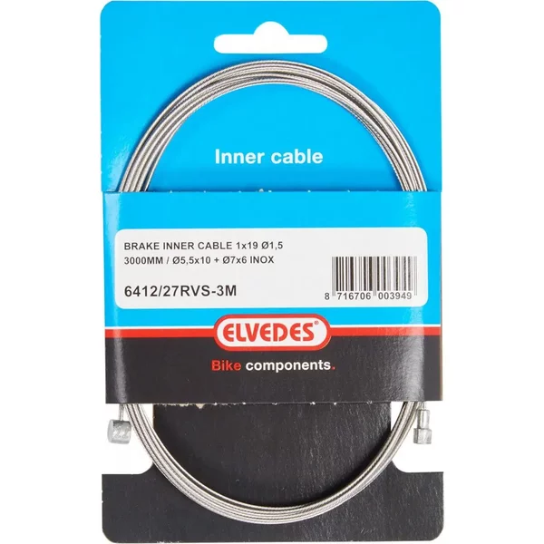 CâBle De Frein 1X19 Fils Inox Ø1,5Mm TêTe En V Ø5,5X10 Et T-Nipple Elvedes-image