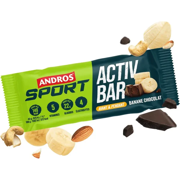 Voedingsreep Andros Sport Activ Banane Chocolat