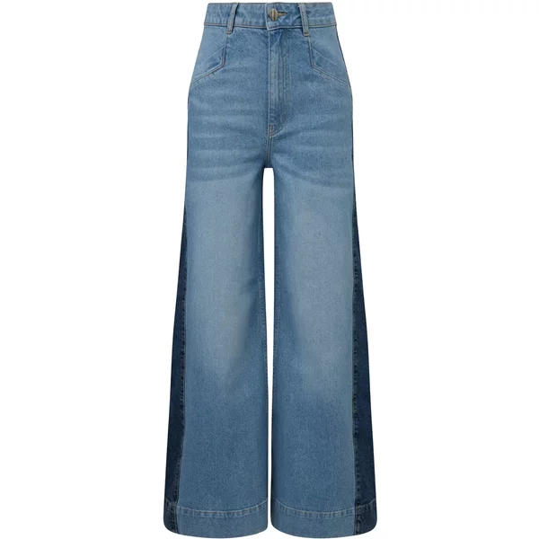 Hoch Taillierte Wide Leg Jeans Mit Kontrastierenden Streifen FüR Frauen comma-image
