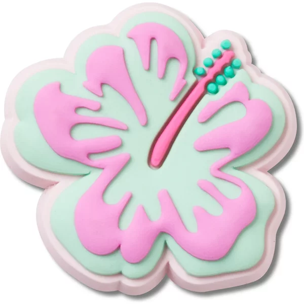 Jibbitz Crocs Turquoise And Pink Hibiscus-image