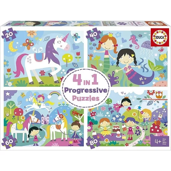 Progressives Puzzle 4 In 1 Fantasy-Welt Educa-image