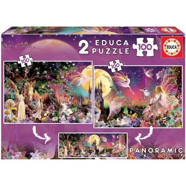 Puzzle De 2 X 100 PièCes Educa Panorama Hadas-image