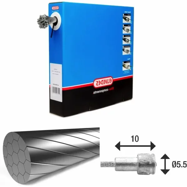 CâBles De Freins 1X19 Fils Inox Slick Ø1,5Mm TêTe En V Ø5,5X10 Elvedes (X100)-image