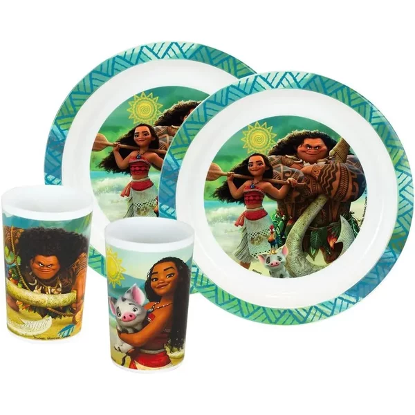 Set Vaisselle 2 Verres Et 2 Assiettes Enfant Fun House Vaiana Disney-image