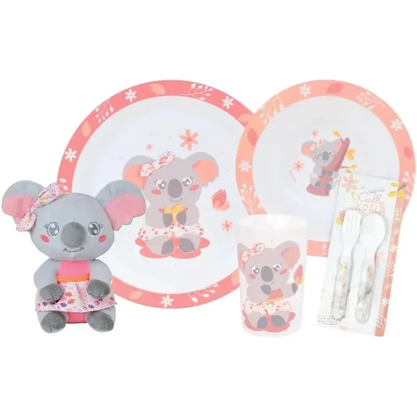 Set Vaisselle Verre, Assiette, Assiette Creuse, 2 Couverts Et Une Peluche Enfant Fun House Mimi Koala-image