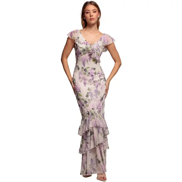 Druckkleid Mit Volants Am Kragen Und Saum Damen Goddiva-image