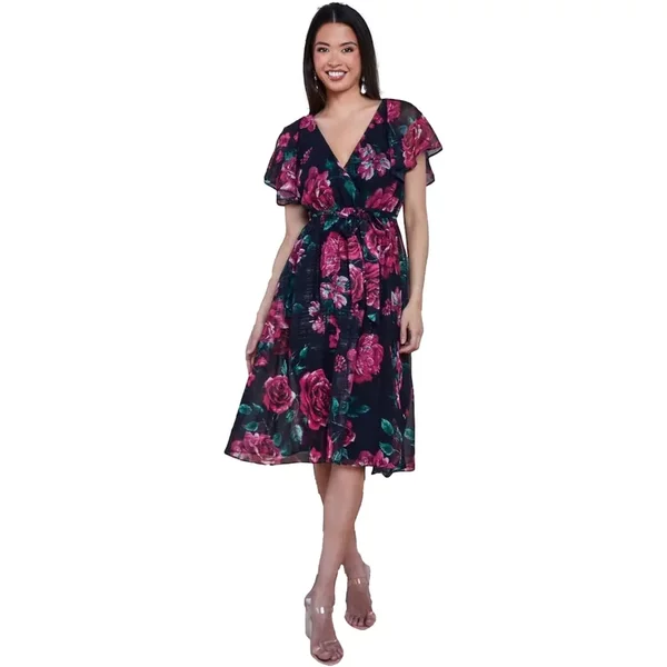 Damenkleid Mit FlüGeläRmeln Goddiva Printed Lurex A Line Midi-image