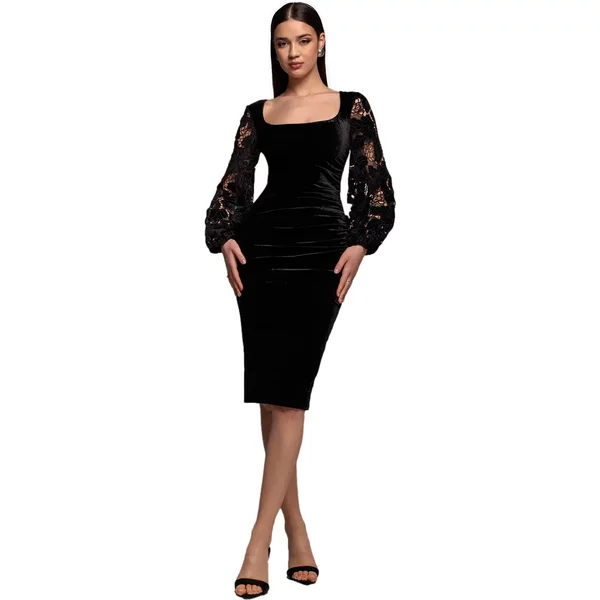 Samtkleid Mit Quadratischem Ausschnitt FüR Damen Goddiva Midi-image