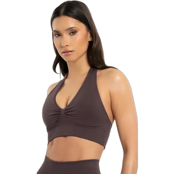 Neckholder-Sport-BH, Damen Gym Glamour Seamless open back