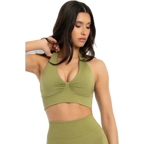 Neckholder-Sport-BH, Damen Gym Glamour Seamless open back
