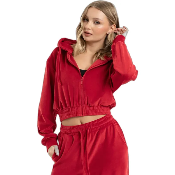 Sudadera con cremallera de terciopelo mujer Gym Glamour