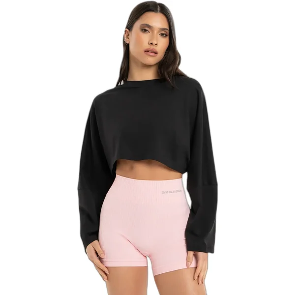 Maglietta a manica lunga da donna a manica con cappuccio Gym Glamour