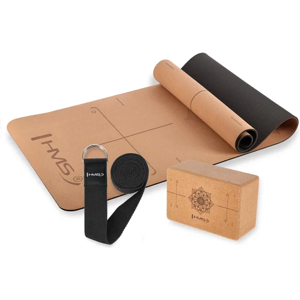 Yoga-Matte YM11 aus TPE mit Kissen KJ02 und Yoga-Gurt SJ02 HMS