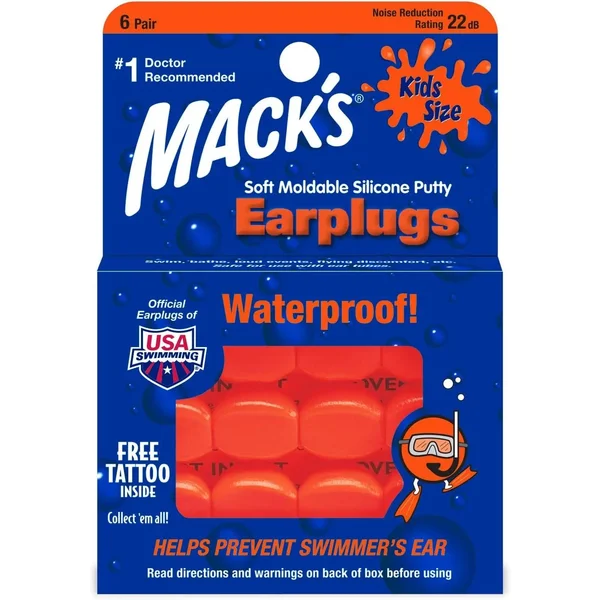 Schwimm Ohrstöpsel für Kinder Mack's Pillow Soft (x6)