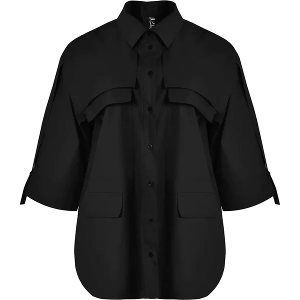 Damen Popeline Hemd Mit Aufgesetzten Taschen Mat Fashion-image