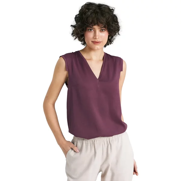 ÄRmellose Bluse Mit V-Ausschnitt FüR Frauen Nife-image