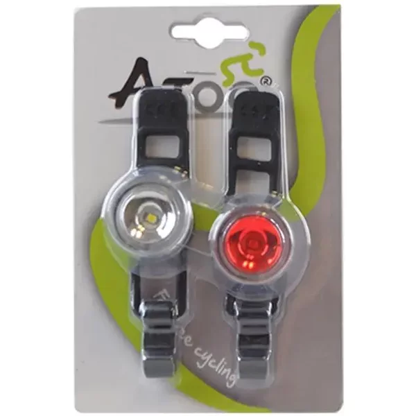 ÉClairage Pile Avant+ArrièRe 1 LED 2 Fonction Fixation Avant Cintre/ArrièRe Tige De Selle Optimiz-image
