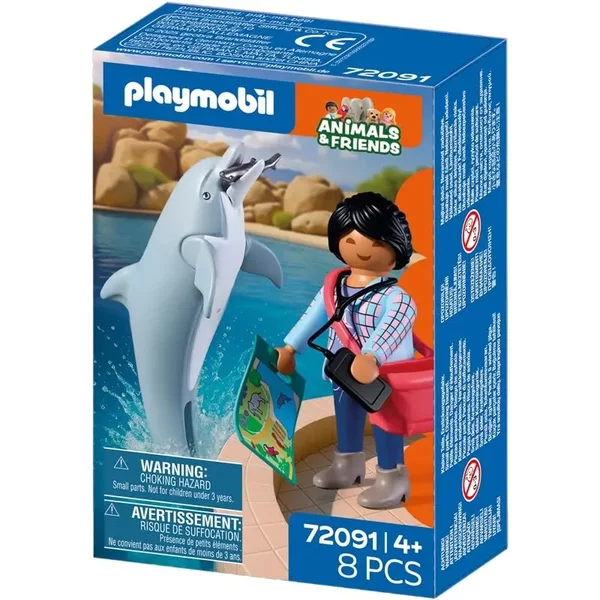 Jeu De Simulation Zoo Dauphin Et Visiteur Playmobil-image