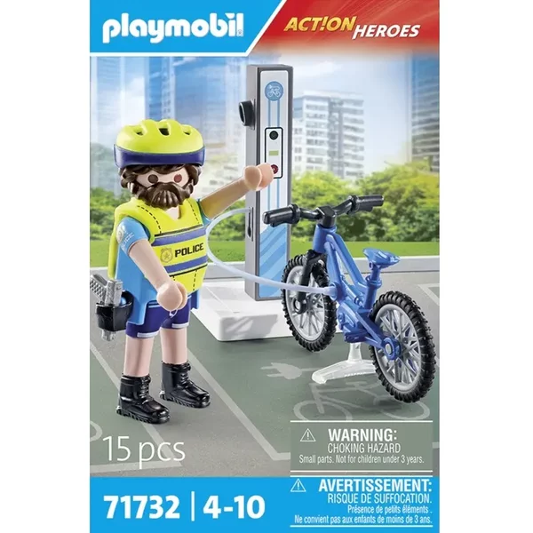Jeux De Simulation Policier Cycliste Et Borne Playmobil-image