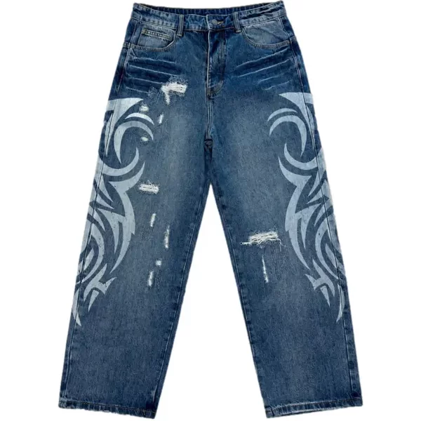 Jeans Mit Tribal Muster Und Zerrissenen Details Project X Paris-image