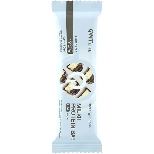 Nutrición proteica Copos de coco QNT Liife Milkii Protein Bar Low sugar