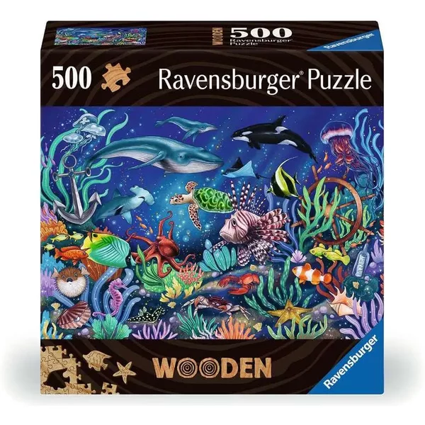 Puzzle En Bois Rectangulaire De 500 PièCes Ravensburger Monde Marin Coloré-image