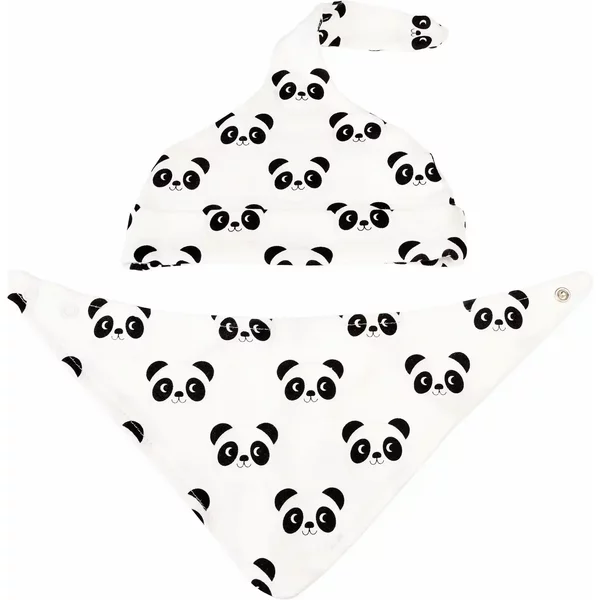 Bonnet Et Bavoir En Coton Bio BéBé Rex London Miko The Panda-image