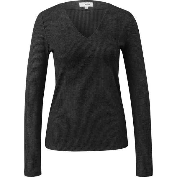 Slim Fit Langarm-T-Shirt Mit Tiefem V-Ausschnitt FüR Damen s.Oliver-image