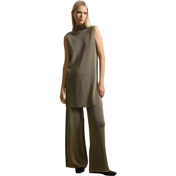 Damenweiter Rippstrickhose Mit Lurex Stefanel-image