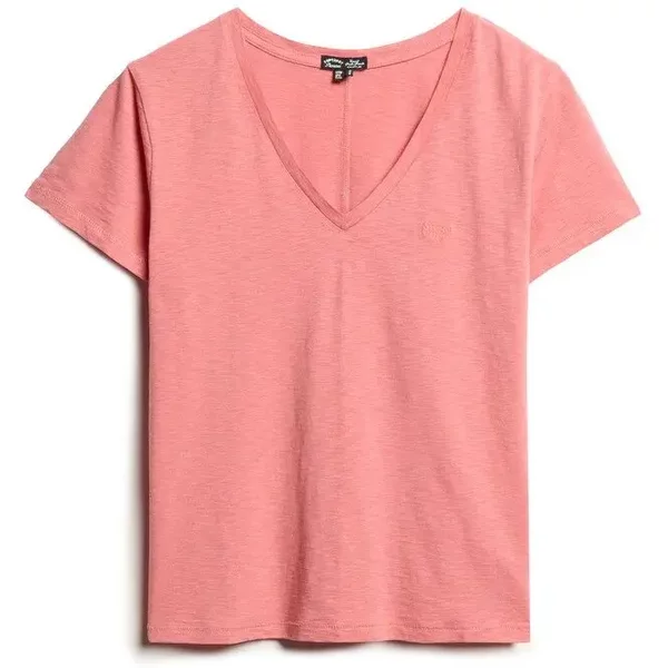 Bordiertes V-Ausschnitt T-Shirt FüR Damen Superdry Slub-image