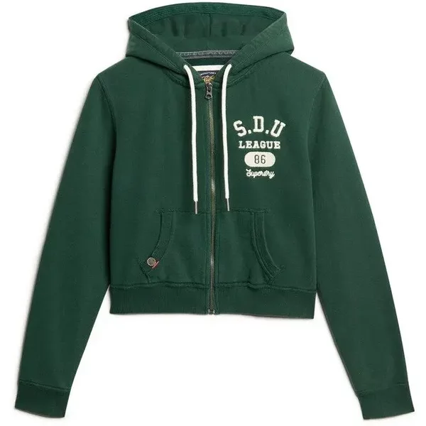 Kurz Geschnittener, LäSsiger Hoodie Mit ReißVerschluss FüR Frauen Superdry Athletic Essentials-image