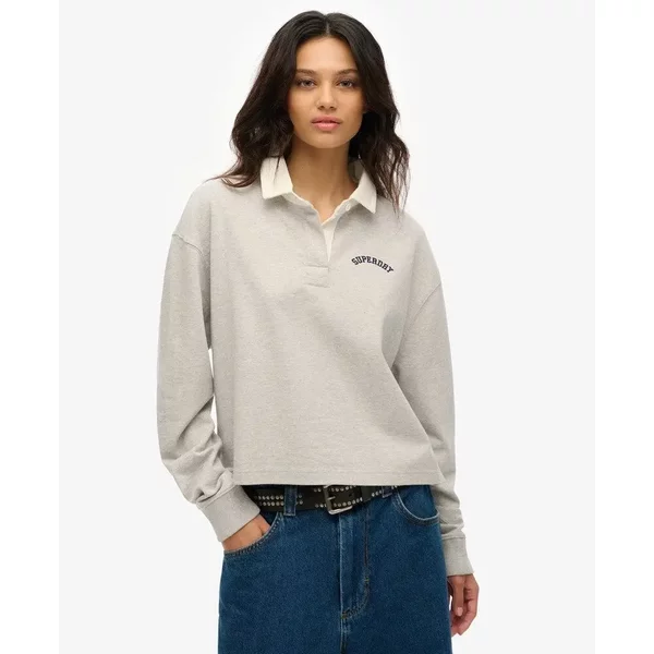 Polo-Shirt, Langarm, Damen Superdry Athletic Essentials Graphic-image