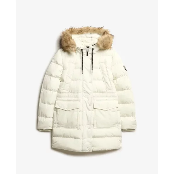 Damen Mittellange Daunenjacke Mit Kunstfell Superdry-image
