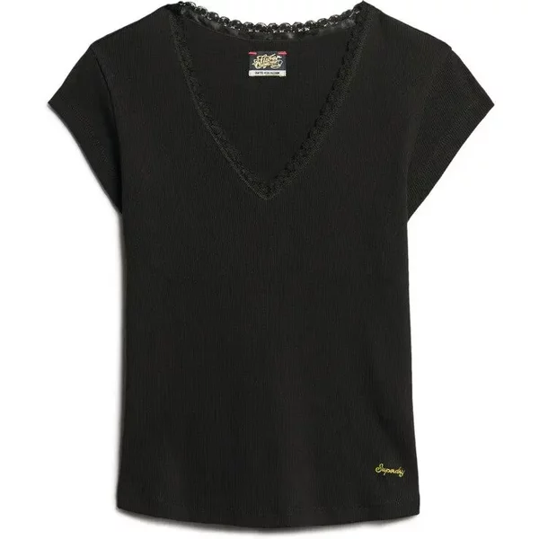 V-Ausschnitt T-Shirt Mit Spitzenrand FüR Frauen Superdry Essential-image